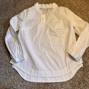 VINEYARD VINES NWT Ruffle V Neck Long Sleeve Popover XS